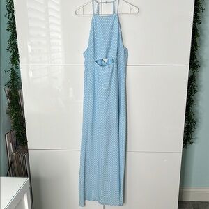 Light Blue Polka Dot Maxi Dress